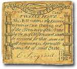 Ein-Shilling-Schein des Staates Massachusetts, 1776